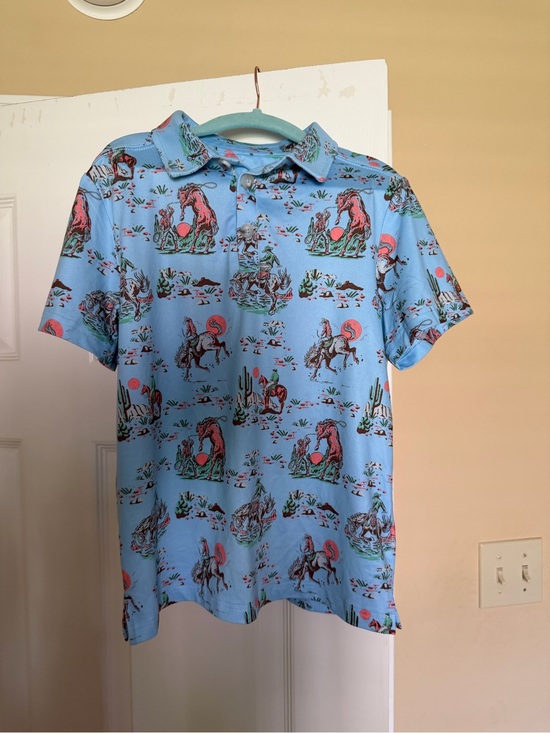 BURLEBO Other - Burlebo boys performance polo youth small size 5/6 GUC western print kids shirt